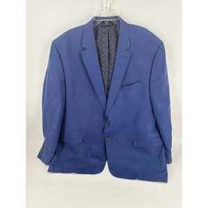 Blazer uomo Chaps 50R blu misto lino cappotto sportivo foderato paisley due bottoni - Foto 1 di 7