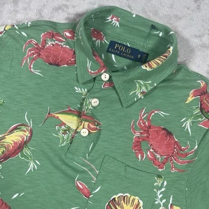 Polo Ralph Lauren Mens Sm Green Lobster Crab Fish Print Polo Shirt 100% Cotton - Picture 1 of 8