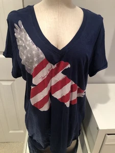 Damen Old Navy T-Shirt Oberteil Blau Amerikanische Flagge Adler Print Größe XXL - Bild 1 von 4