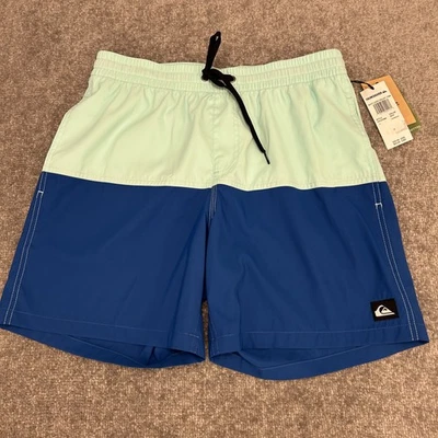 Pantalones Cortos Quiksilver Para Hombres Medianos Azul Verde Natación Bolsillos Volea NUEVO $50 Foto 1 de 4