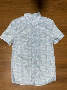Vineyard Vines Blue Button Down Whale Shirt sz. 12-14 100% Cotton Excellent Cond - Picture 1 of 5