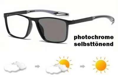 Photochrome Sonnenbrille mit Sehstärke 2,0 selbsttönend Brille Vollrahmen - Bild 1 von 4