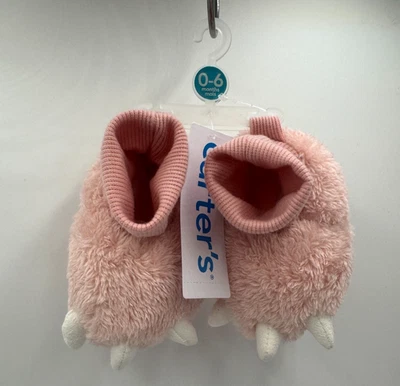 Carter's Pink Dinosaur Monster  Girl Booties 0-6M - NEW - Image 1 of 4
