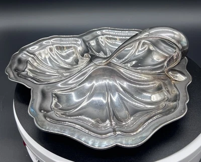"De colección Atkin Bros Plato de Plata Carcasa Curvilínea 3 Piezas Bandeja para Servir Relish con Mango 11""" Foto 1 de 4