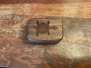 Vintage Small Carved Wooden Turtle Trinket Box 3” Long 2 1/2” Wide - Picture 1 of 6