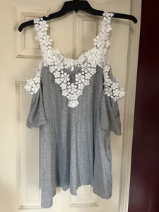 Damen Shirt Baumwolle/Spitze Größe XL - Bild 1 von 4