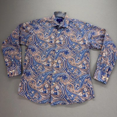 Camisa Tallia Para Hombre M 100% Algodón Estampado Floral Abotonada Manga Larga Cuello Informal Foto 1 de 4