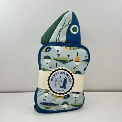 Fishing Gift Trout Fish Oven Mitt with Hot Pad Father's Day Pot Holder Dad Gift - Image 1 of 3