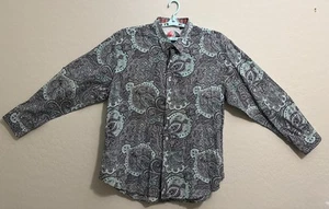 Robert Graham Shirt Men SZ 3XL Long Sleeve Cotton Paisley Teal Black Flip Cuff - Picture 1 of 24