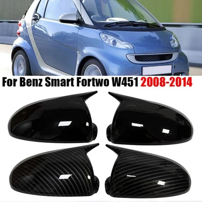 Cubierta de espejo ABS negra/carbono 2 piezas para Benz Smart Fortwo W451 2008-2014 Foto 1 de 4