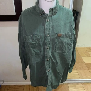 Riggs Workwear Wrangler Long Sleeve Button Up Green Shirt Mens XL 100% Cotton - Picture 1 of 11