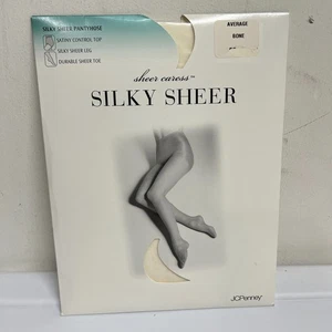 New JCPenny Silky Sheer Caress Pantyhose Size Average Bone Cream Ivory White - Picture 1 of 3