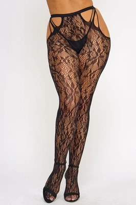 Medias BeWicked Flora de encaje florales negras Foto 1 de 4