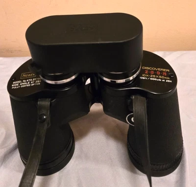 Vintage Sears Discoverer 10x25x50mm Binoculars Zoom Wide Angle 473-25790 - Image 1 of 4