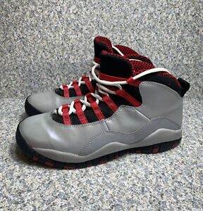 Girls Nike Air Jordan 10 Retro X GS 487211-009 Wolf Grey Black Legion Red 7Y
