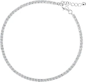 Brazalete Cadena Tenis Circonita Cúbica Ajustable Italiana Plata de Ley 7" USADO - Imagen 1 de 2