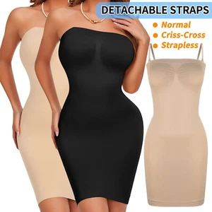 Womens Seamless Shapewear Slips for Under Dresses Tummy Control Full Slip Shaper - Picture 1 of 26