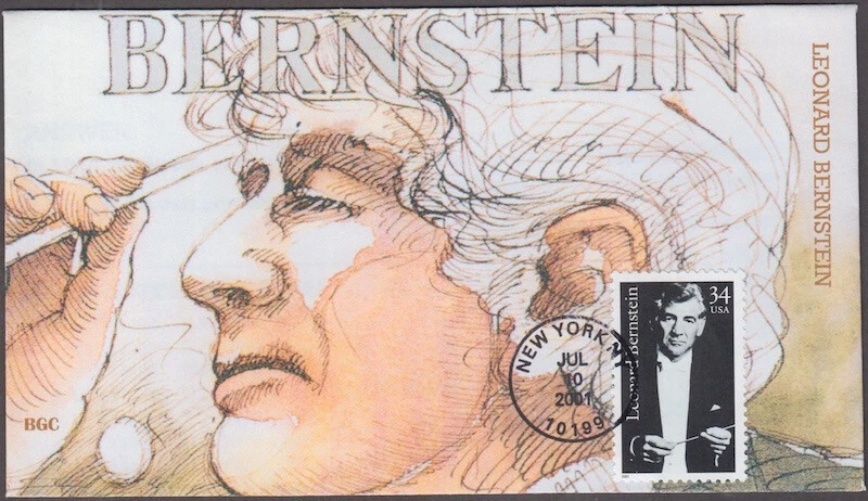 USA # 3521.4 FULL COLOUR FDC COMPOSER LEONARD BERNSTEIN - Image 1 of 1