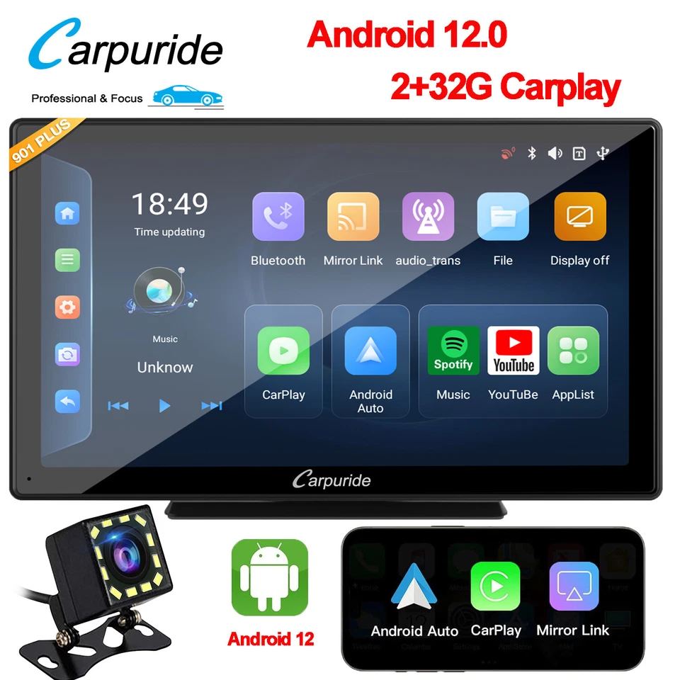 Carpuride W901Plus Car Radio Apple Carplay GPS Android Auto Car Stereo Android12 - Imagen 1 de 4
