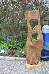 Gartendeko- Rustikal aus Eiche mit 2 Herzen -Geburtstag-Geschenk-Upcycling, - Bild 1 von 4