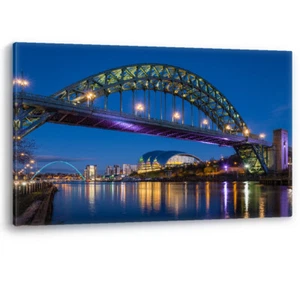 Tyne Bridge Sage Newcastle Quayside Dusk Framed Canvas Wall Art Picture Print - Picture 1 of 5