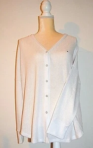 Tommy Hilfiger WHITE CARDIGAN SWEATER BLOUSE SHIRT TOP WAFFLE LIGHT XXL NEW - Picture 1 of 12