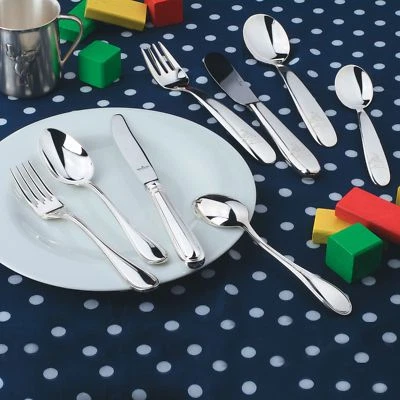 Wilkens 4-tlg. Kinderbesteck Schwedisch Faden in 925 Sterlingsilber Silberbestec - Bild 1 von 2