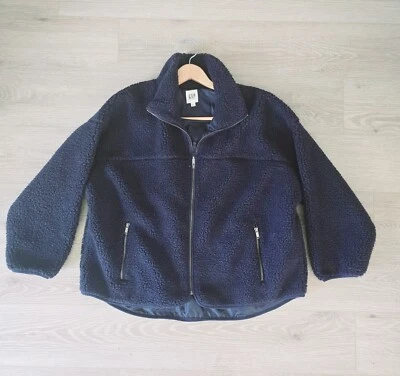 Chaqueta Gap Azul Marino Uniforme Vellón Sherpa Cremallera Completa Mangas Largas Bolsillos Talla XL Foto 1 de 4