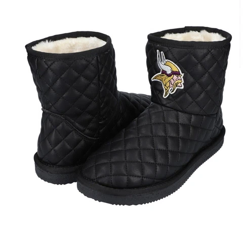 NFL Quilted Minnesota Vikings Ladies Boots Sz 7 Black Cover