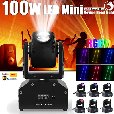 100W Mini LED RGBW 4 in 1 Moving Head Stage Beam Light DMX Party DJ Spotlight - Image 1 of 4