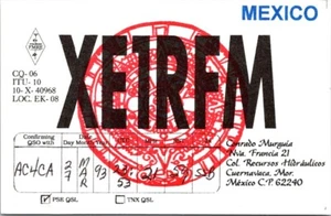 VTG HAM RADIO CQ QSL QSO POSTCARD XE1RFM CUERNAVACA MOR. MEXICO 1993 - Picture 1 of 2