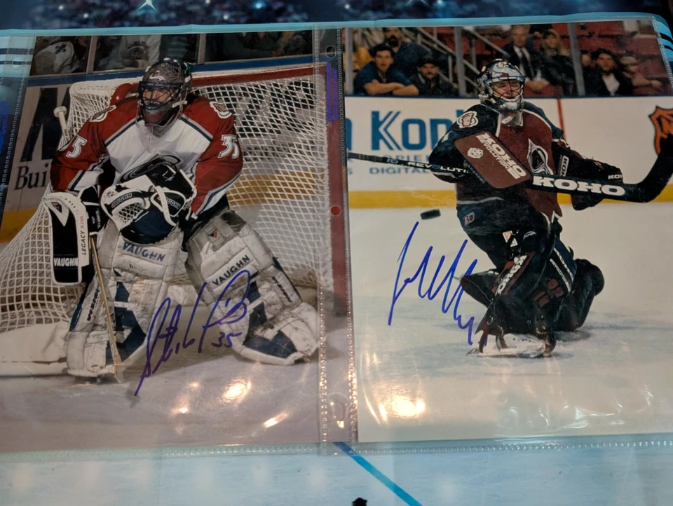 NHL Colorado Avalanche Stephane Fiset & Jose Theodore Signed 8x10 Hockey Photos - Image 1 of 4