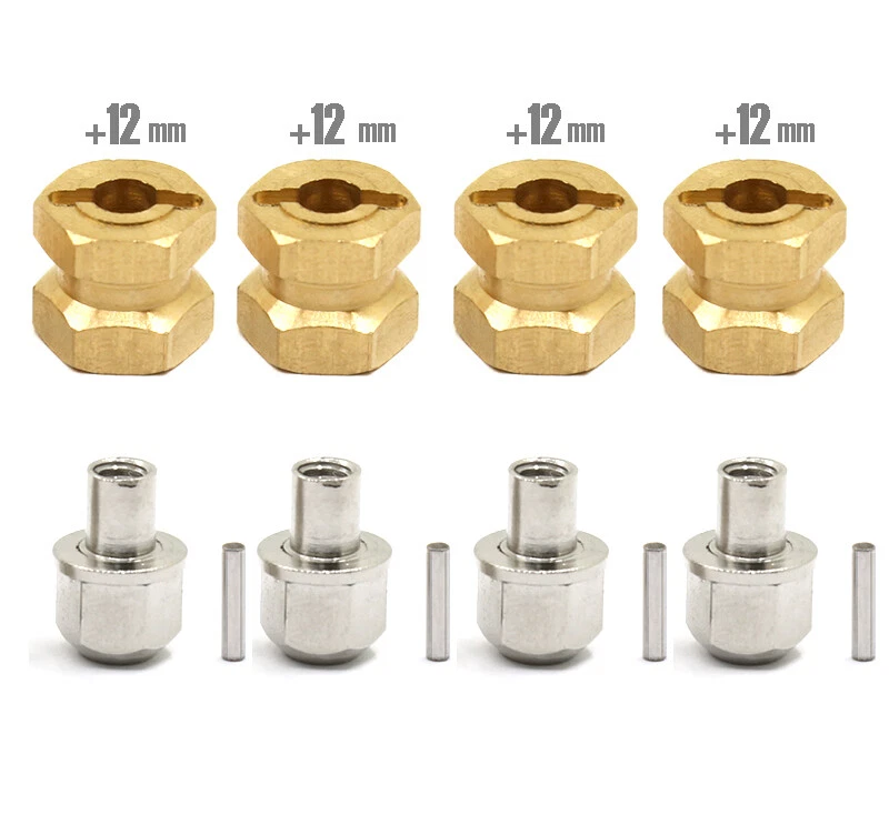 12mm Hex Wheel (4) Hub Brass 12mm Thick for Axial SCX-10, D90 & D110 Crawler - Image 1 of 1