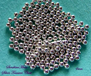 125 LOT STERLING SILVER SMOOTH ROUND BEADS 2MM 3MM 4MM - Picture 1 of 1
