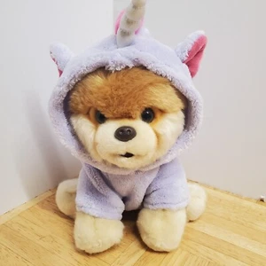 Gund World's Cutest Dog BOO Wearing Purple Unicorn Hoodie Plush Stuffed Toy - Picture 1 of 8