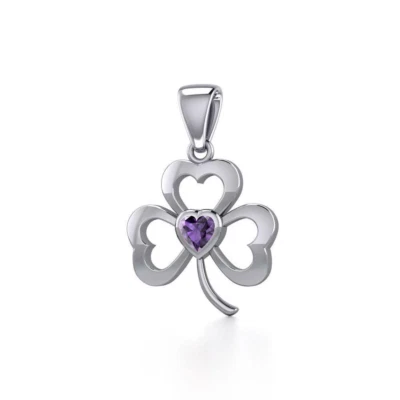 Celtic Trifoglio Irlandese 925 Pendente Argento Sterling Gioielli Scelta Cuore - Immagine 1 di 4