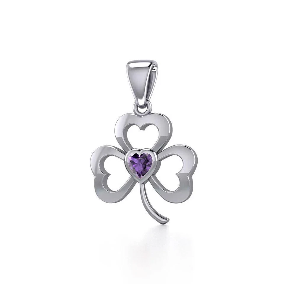 Celtic Trifoglio Irlandese 925 Pendente Argento Sterling Gioielli Scelta Cuore - Immagine 1 di 4