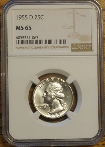 1955-D SILVER WASHINGTON QUARTER - GRADED MS-65 BY NGC-6035321-067 Cover