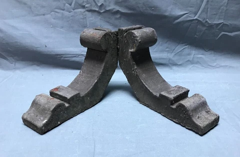 Pair Small Shabby Brown Wood Chic Gingerbread Porch Brackets VTG Corbels 984-22B Cover