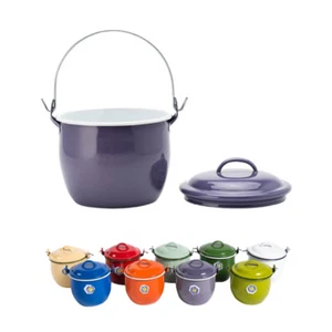 Soup Pot Enamel Kitchen Utensils Cookware Stew Lid Handle Camping Enamelware Red - Picture 1 of 25