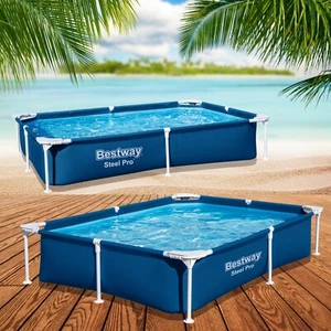 Bestway Steel Pro Frame Pool 221x150x43 cm Gartenpool Kinder Family 56401 - Bild 1 von 14