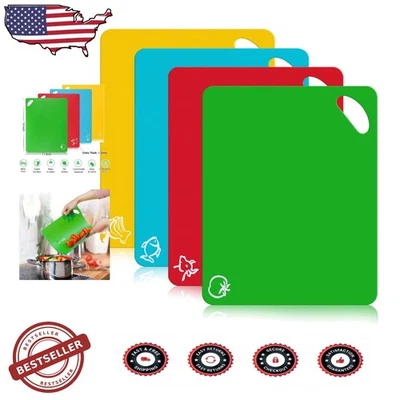 Flexible Cutting Mat Set 4pc Extra Thick Non-Slip Kitchen Chopping Boards - Image 1 of 4