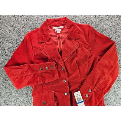 Tommy Hilfiger Red Corduroy Stretch Blazer Jacket Women's XL Vintage NWT - Image 1 of 4