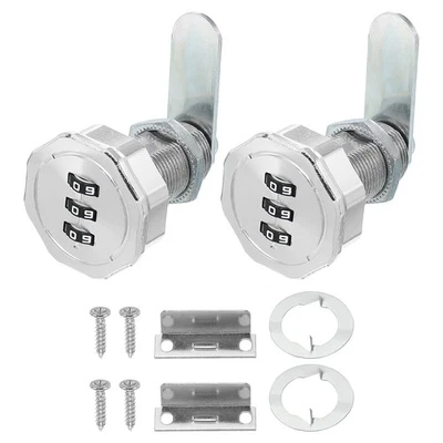 2 Stücke 13/16 "Kombinationsschrank Cam Lock Zylinder Passwort Coded Lock Silber - Bild 1 von 4