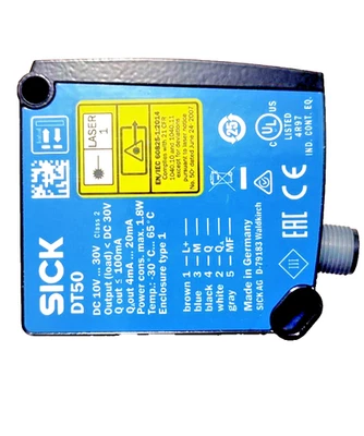 SICK DT50-P1123 Laser Distance Sensor – 10-30V DC – New in Box – Made in Germany - Image 1 of 4