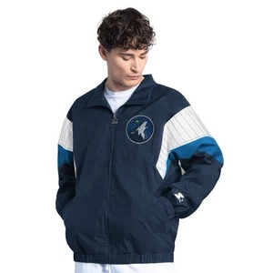 Men's Starter Navy Minnesota Timberwolves Yard Line Full-Zip Jacket - Picture 1 of 2