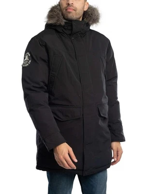 Superdry Men's Everest Faux Fur Parka Jacket, Black - Image 1 of 4