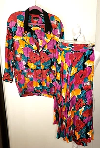 Carole Little Vintage Women’s 2pc Set Maxi Flare Skirt+Blazer Jacket - Picture 1 of 7