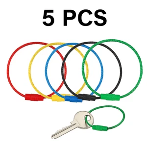 5pcs Steel Cable Key Rings – Colourful Wire Loop Keychains with Screw Connector - Picture 1 of 1