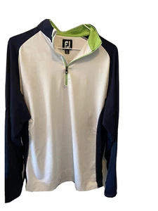 FootJoy Golf weiß/marine/grün 1/4 Reißverschluss Jacke Herren Größe Medium - Bild 1 von 6